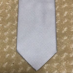 Charvet Grenadine Silk Necktie, Silver White Blue